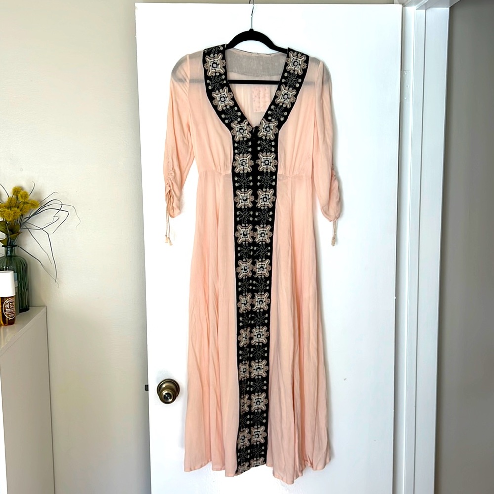 Free People Pink and Black Maxi Dress